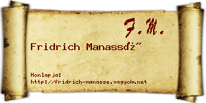 Fridrich Manassé névjegykártya